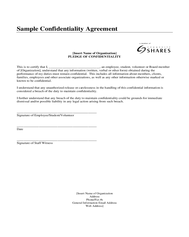 Employee Privacy Agreement Template