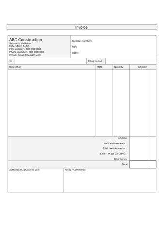 2024 Construction Invoice Template - Fillable, Printable PDF & Forms ...