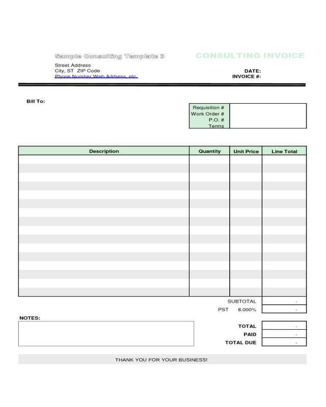 Sample Consulting Invoice Template Edit, Fill, Sign Online Handypdf