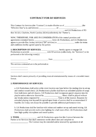 2024 Dj Contract Template - Fillable, Printable PDF & Forms | Handypdf