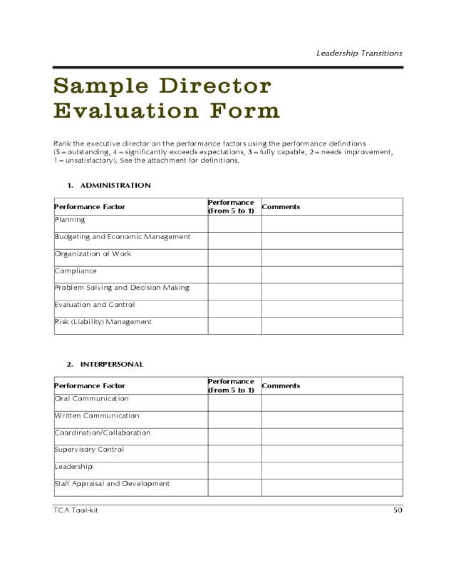 Sample Director Evaluation Form