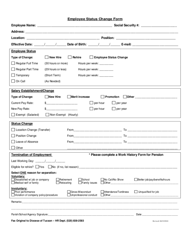 2023 Employee Status Change Form Fillable Printable PDF Forms 