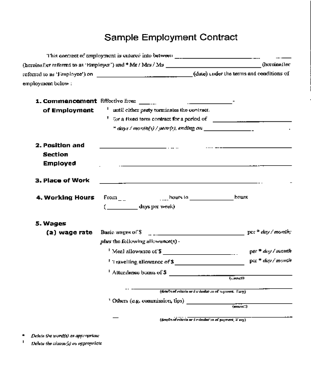 Sample Employment Contract Edit Fill Sign Online Handypdf