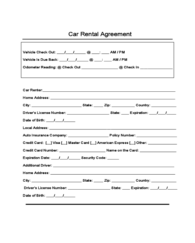 Vehicle Lease Agreement Template | HQ Printable Documents