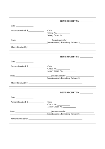 2024 Rent Receipt Form - Fillable, Printable PDF & Forms | Handypdf