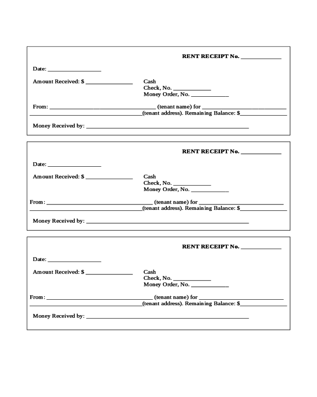 2022 rent receipt form fillable printable pdf forms handypdf