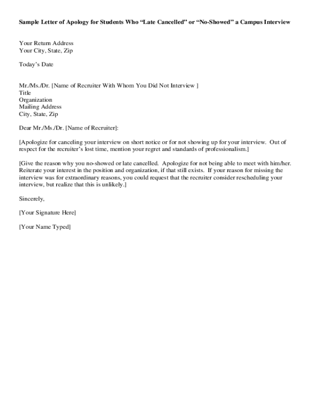 Sample Letter of Apology for Students