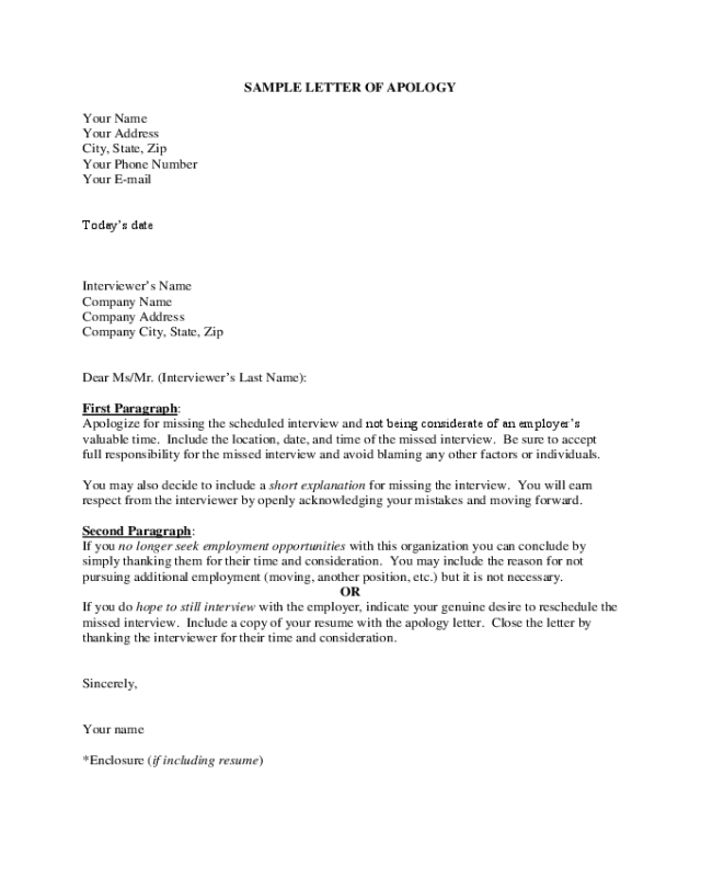 2023 Apology Letter Template Fillable Printable Pdf And Forms Handypdf 2500