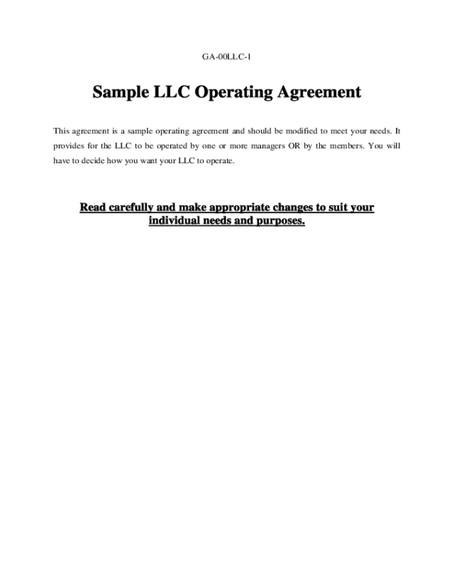 Sample Llc Operating Agreement Edit Fill Sign Online Handypdf