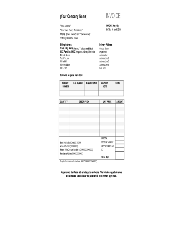 Sample One Page and Basic Invoice Template