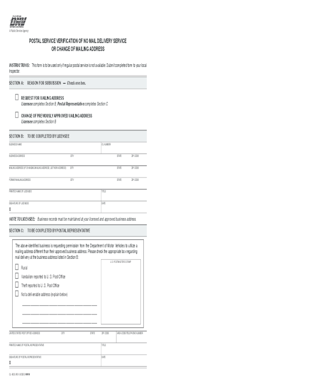 usps change of address form