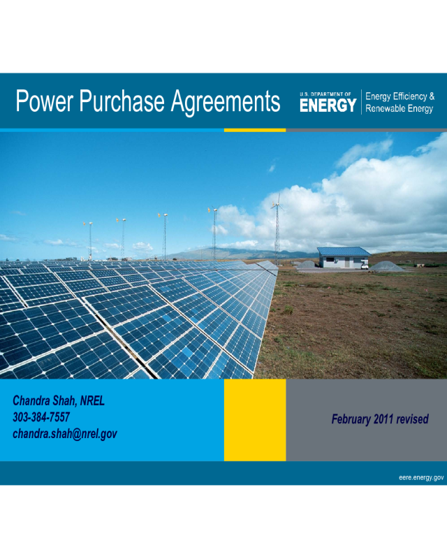 Sample Power Purchase Agreement - Federal Energy Management Program