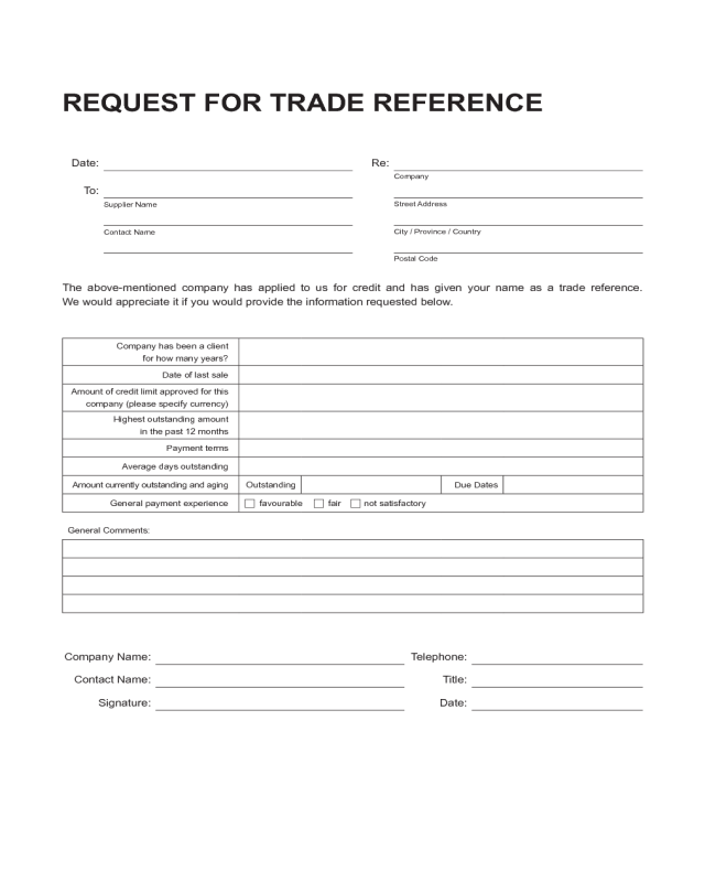 2021 Trade Reference Template Fillable Printable Pdf Forms Handypdf