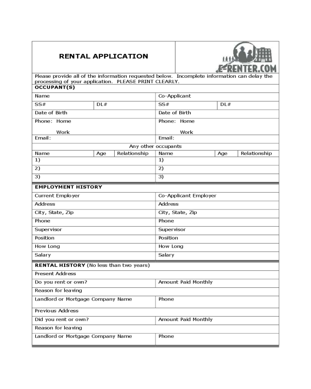 Sample Rental Application Form Edit Fill Sign Online Handypdf