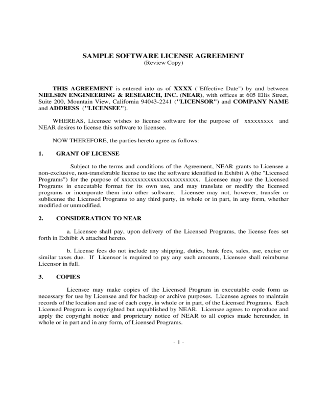 Sample Software License Agreement