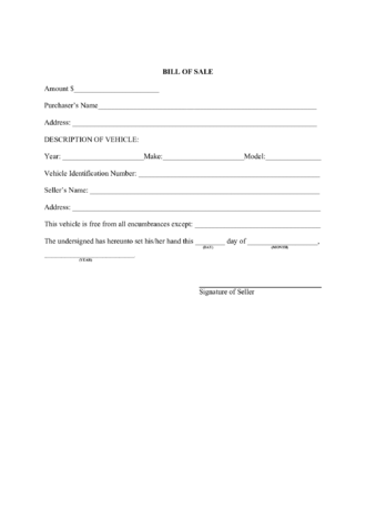 sample vehicle bill of sale form edit fill sign online handypdf