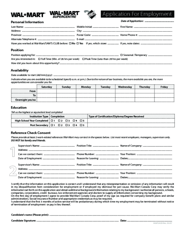 Sam's Club Application Form