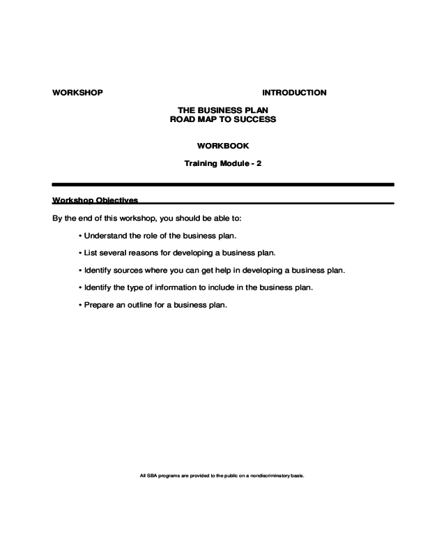 SBA Business Plan Workbook