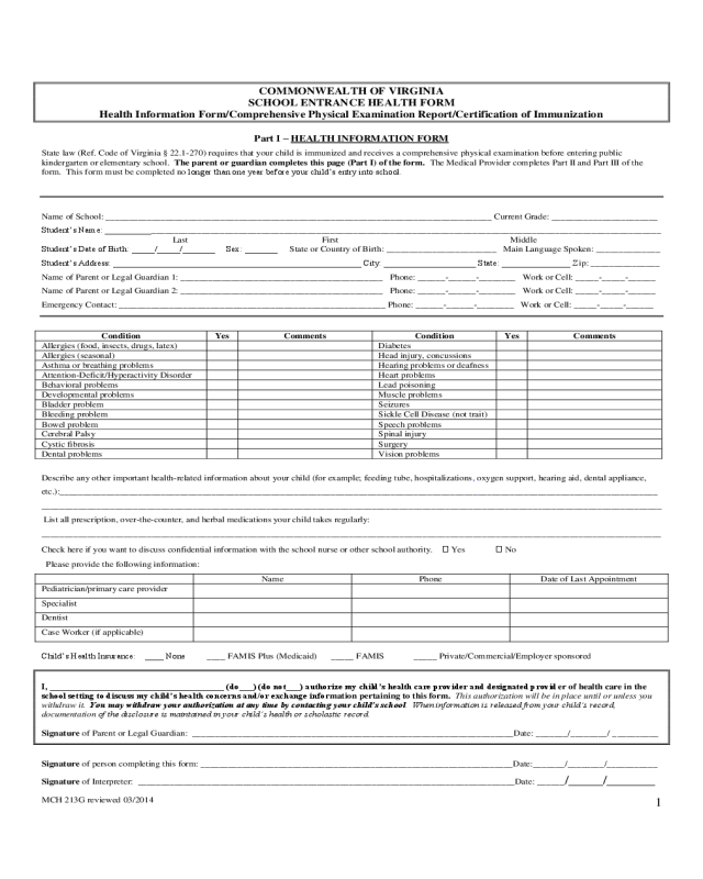 2022 School Medical Form Fillable Printable Pdf And Forms Handypdf