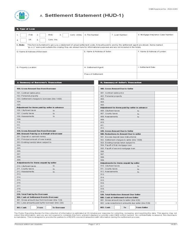 2024 Settlement Statement Form Fillable, Printable PDF & Forms Handypdf