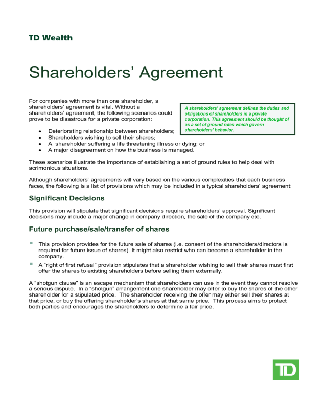 Shareholders' Agreement Guide