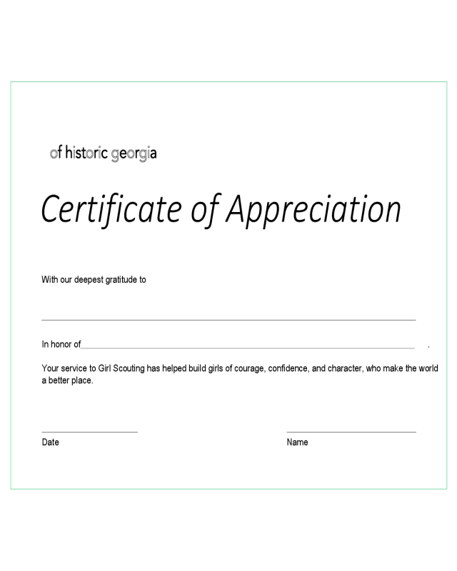 Simple Appreciation Certificate Template