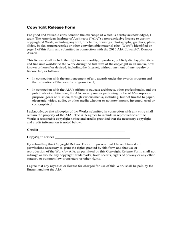 Simple Copyright Release Form