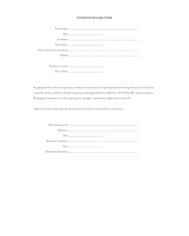 Simple Interview Release Template