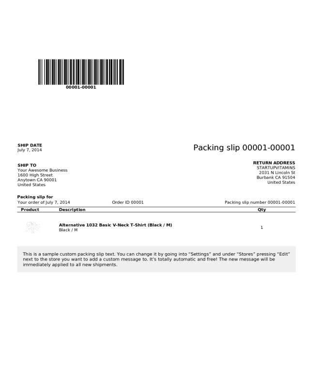 Simple Packing Slip Template