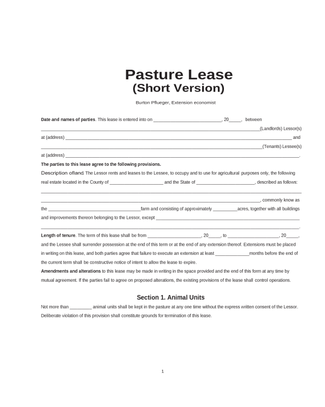 simple pasture lease agreement edit fill sign online handypdf