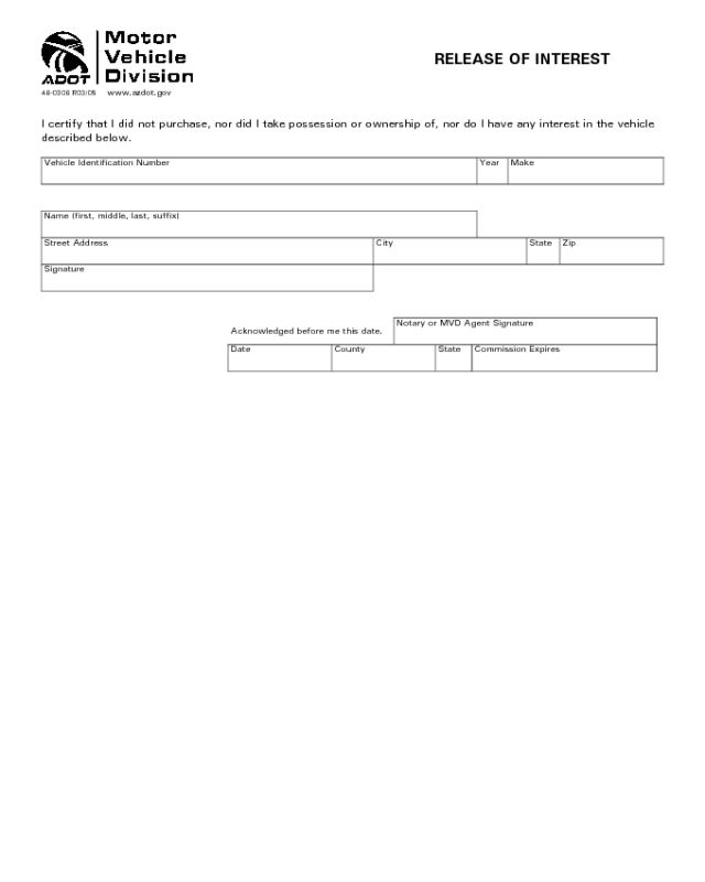 Simple Release of Interest Form