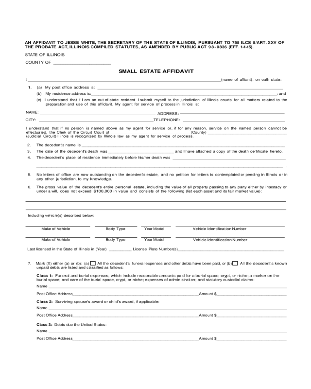 Printable Small Estate Affidavit Printable World Holiday