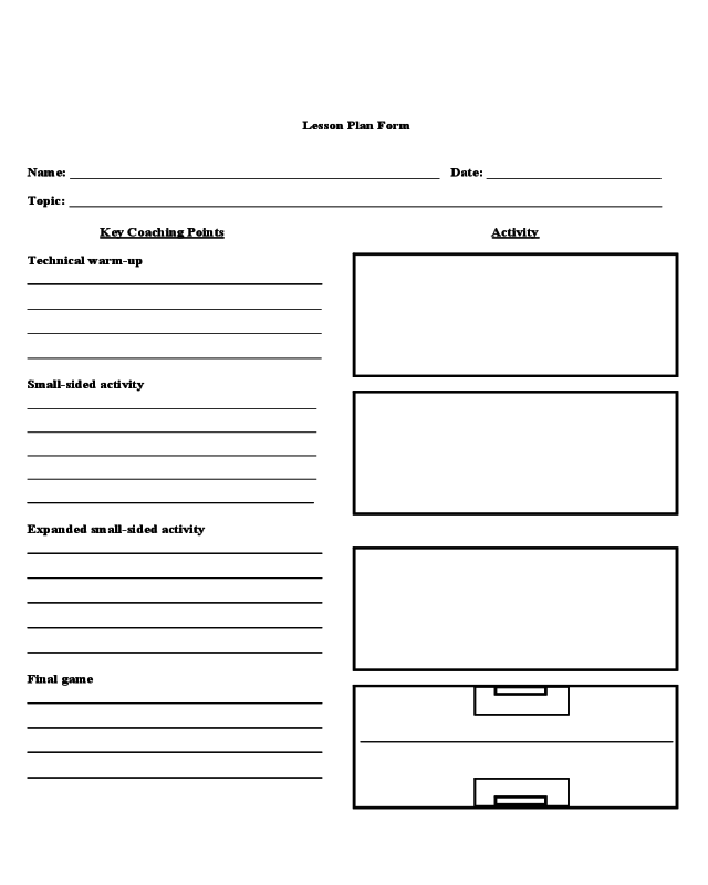 Soccer Practice Plan Template Blank Card Template