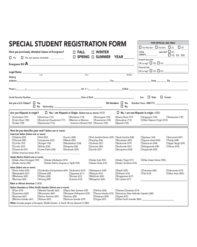 2024 Student Registration Form Fillable, Printable PDF & Forms Handypdf