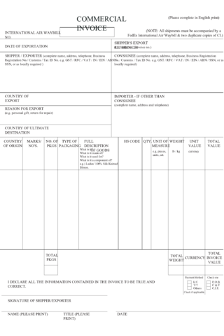 Standard Commercial Invoice Template - Edit, Fill, Sign Online 