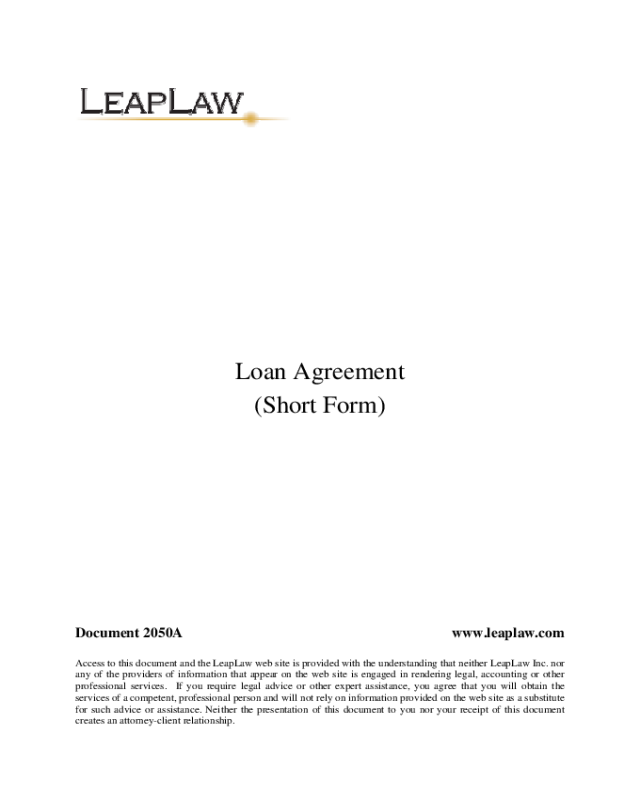 Standard Loan Agreement Form