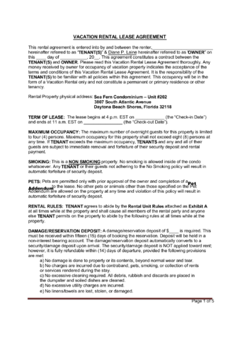 2021 vacation rental agreement fillable printable pdf forms handypdf