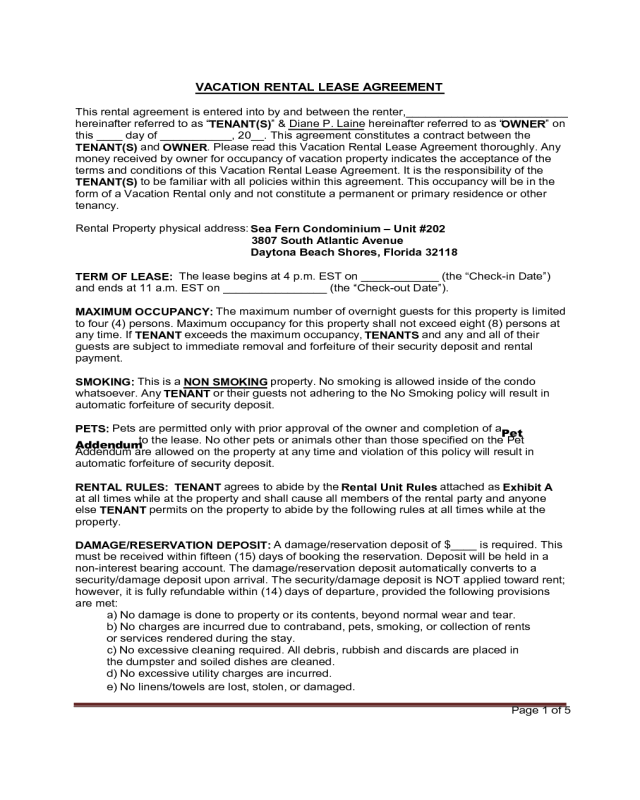 2024 Vacation Rental Agreement Fillable Printable PDF Forms Handypdf