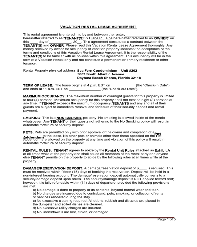 2025 Vacation Rental Agreement Fillable Printable PDF Forms Handypdf
