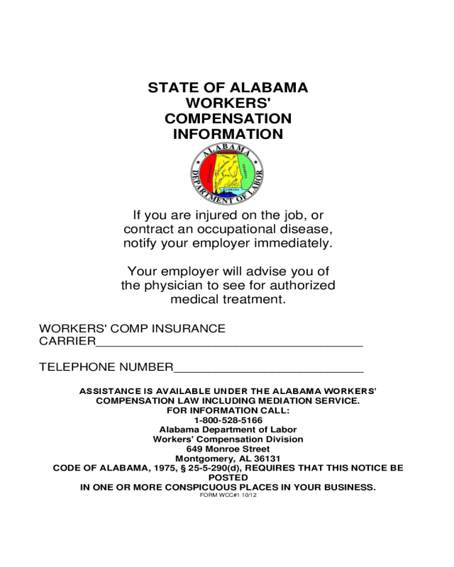 State of Alabama Worker's Compensation Information