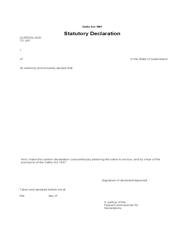 Statutory Declaration - Queensland