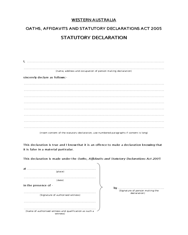Statutory Declaration - Western Australia