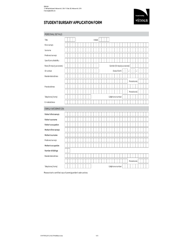 2024 Student Bursary Application Form Fillable, Printable PDF & Forms