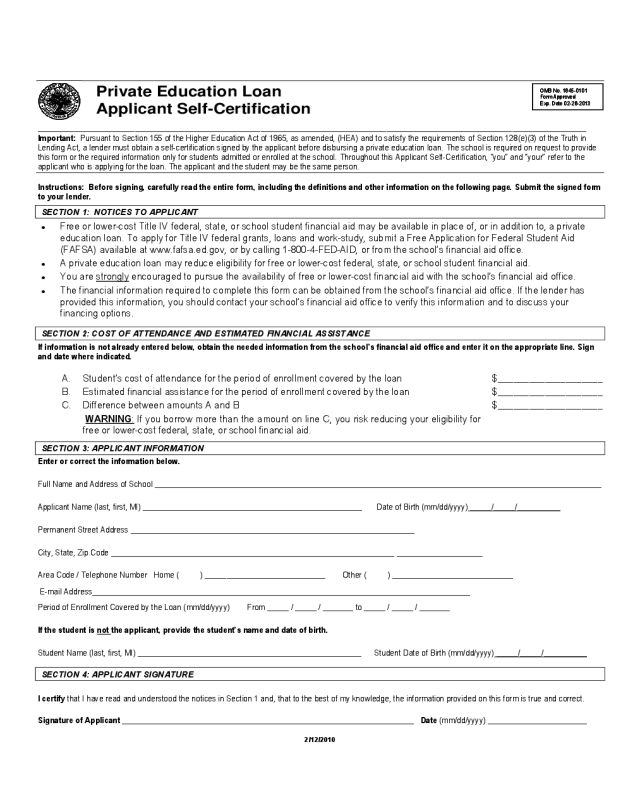 2025 Student Loan Application Form Fillable, Printable PDF & Forms