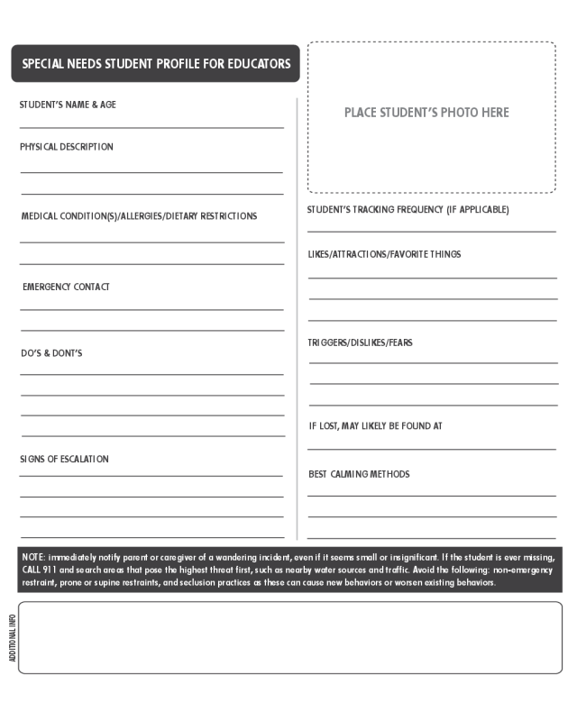 Student Profile Form Template HQ Printable Documents