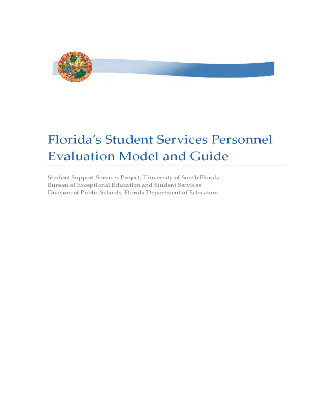 Student Services Personnel Evaluation Model and Guide - Florida