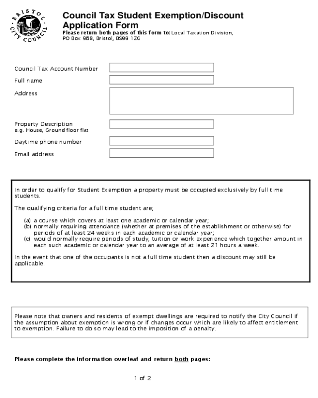 Student Tax Exemption Form - UK