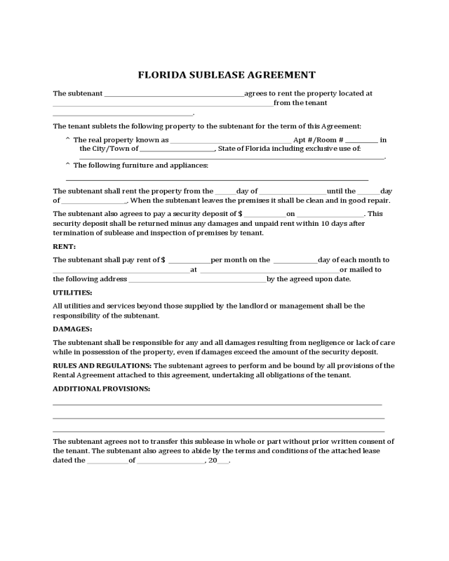 Sublease Agreement Form Florida Edit Fill Sign Online Handypdf