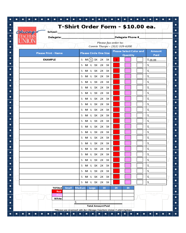 2024 T Shirt Order Form Fillable Printable PDF Forms Handypdf