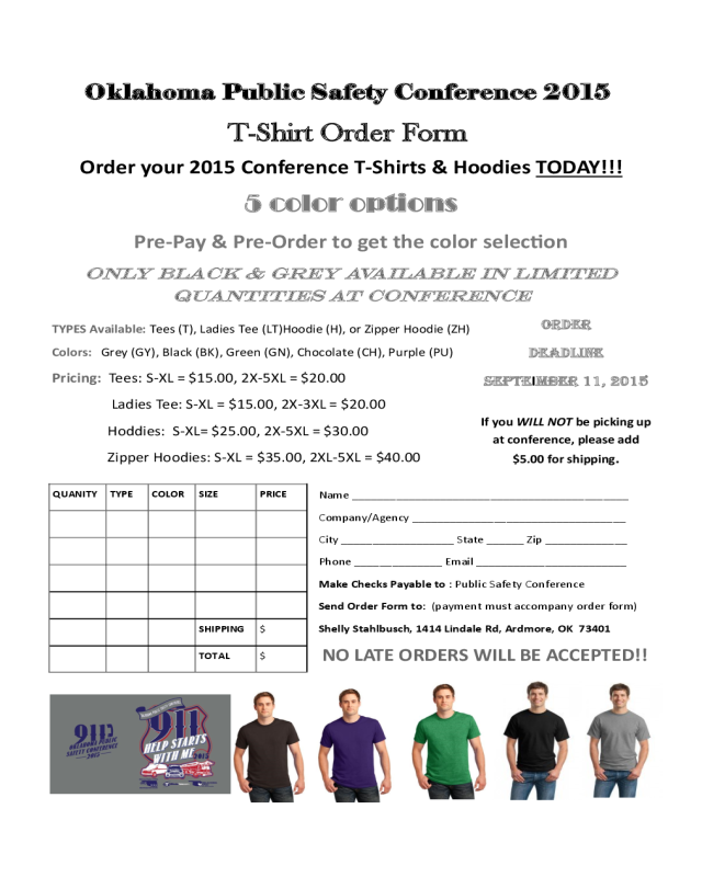 T-Shirt Pre-Order Form - Oklahoma
